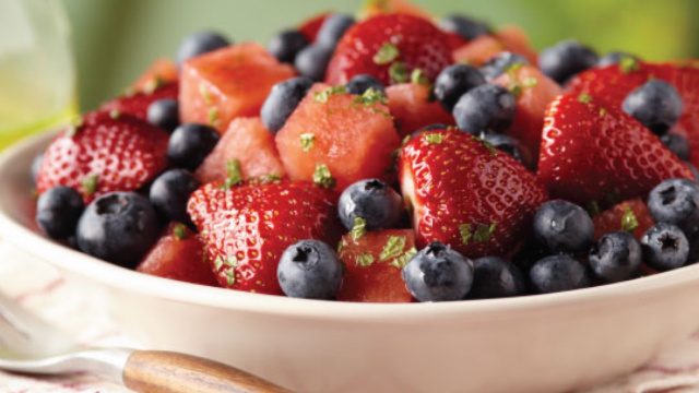 Strawberry and Blueberry Watermelon Mint Salad
